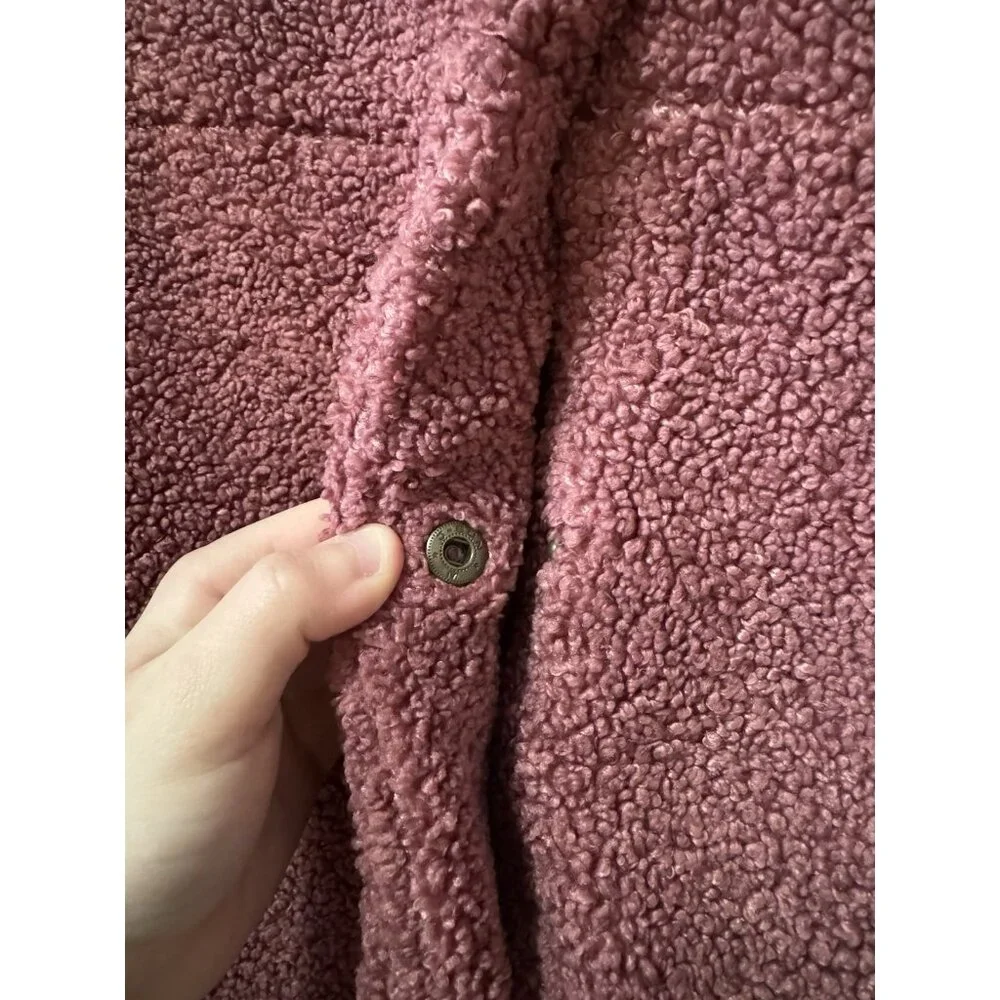 Old Navy Women Size Medium Jacket Teddy Sherpa Fleece Buttons Winter Preppy City